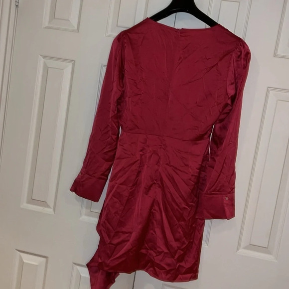 Honey Metallic Fushia pink Mini party long sleeve dress Sz 12 - Picture 5 of 16